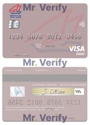 Fillable Kuwait Gulf Bank visa card Templates | Layer-Based PSD