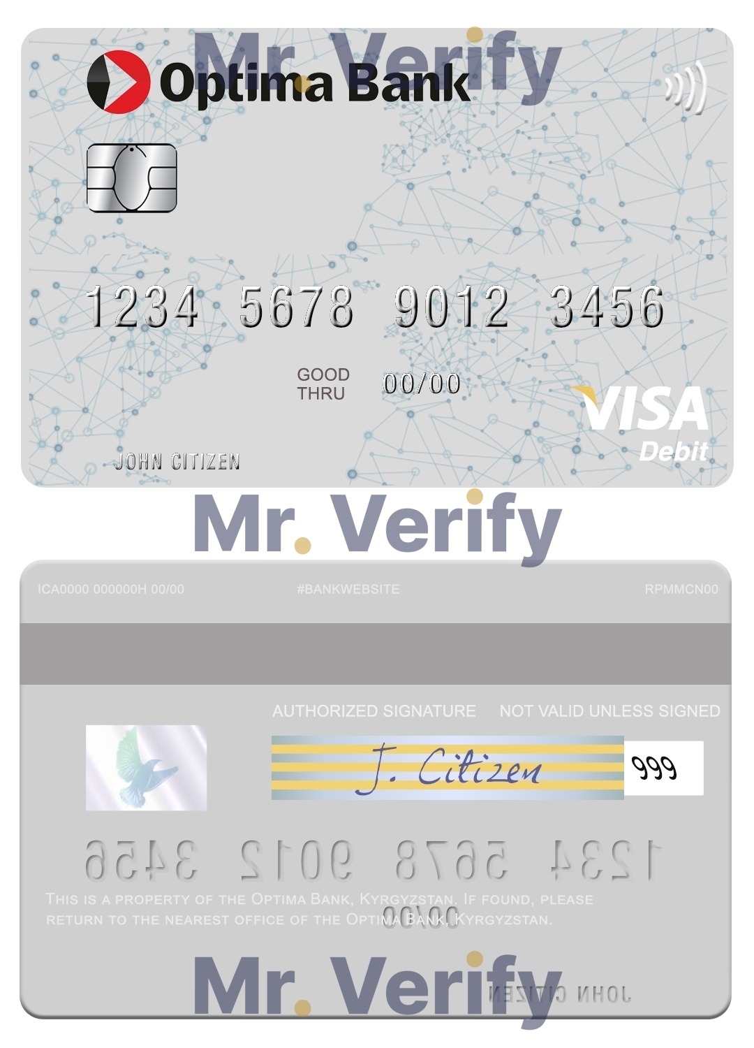 Fillable Kyrgyzstan Optima Bank visa card Templates | Layer-Based PSD