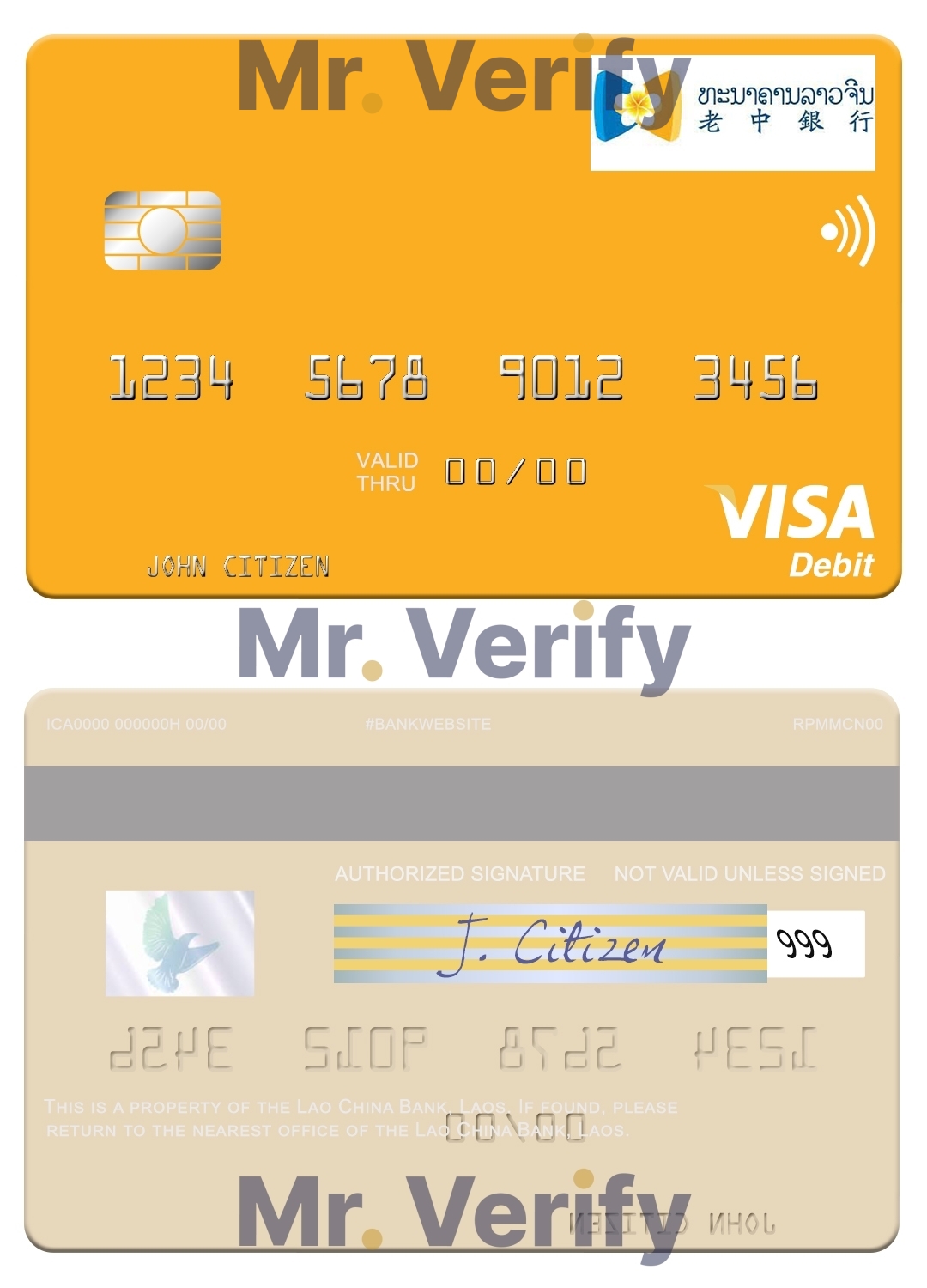 Editable Laos Lao China Bank visa card Templates in PSD Format