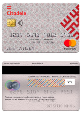 Editable Latvia Citadele bank mastercard Templates in PSD Format