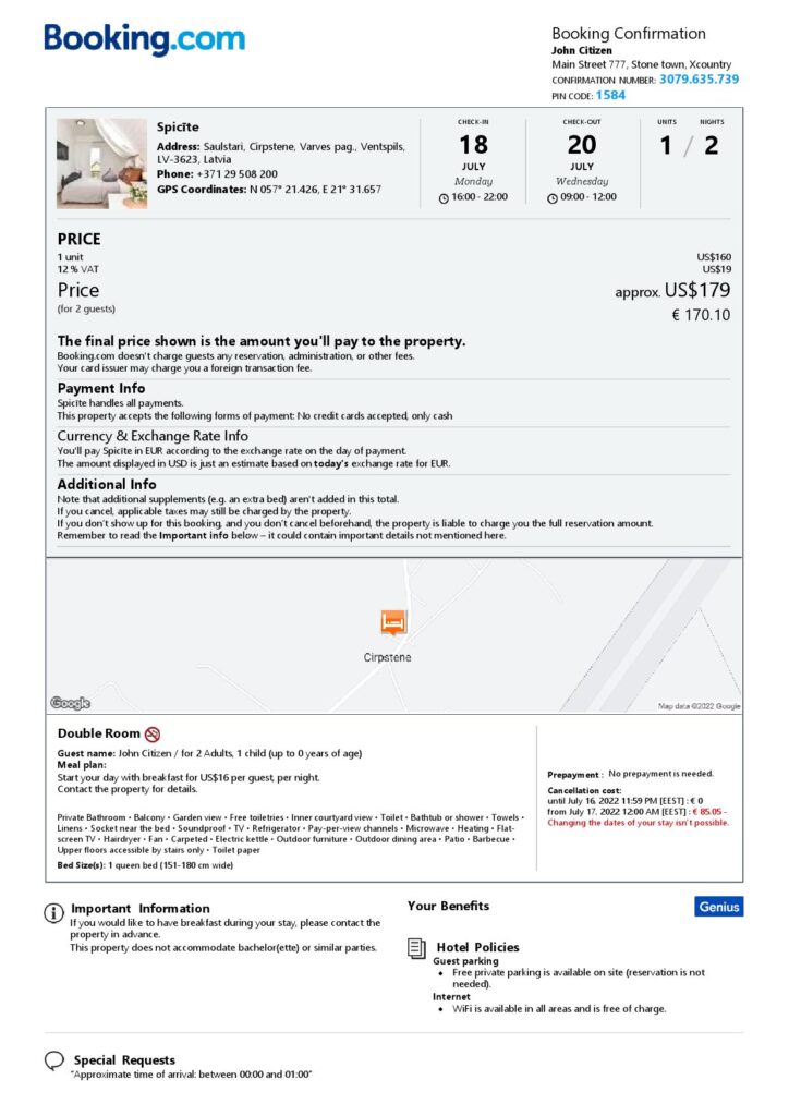 Customizable Latvia Airbnb Reservation Template | Word & PDF Formats