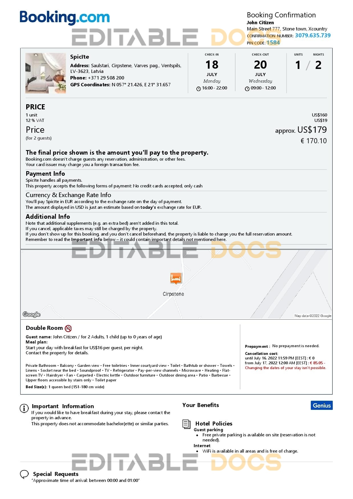 Customizable Latvia Airbnb Reservation Template | Word & PDF Formats