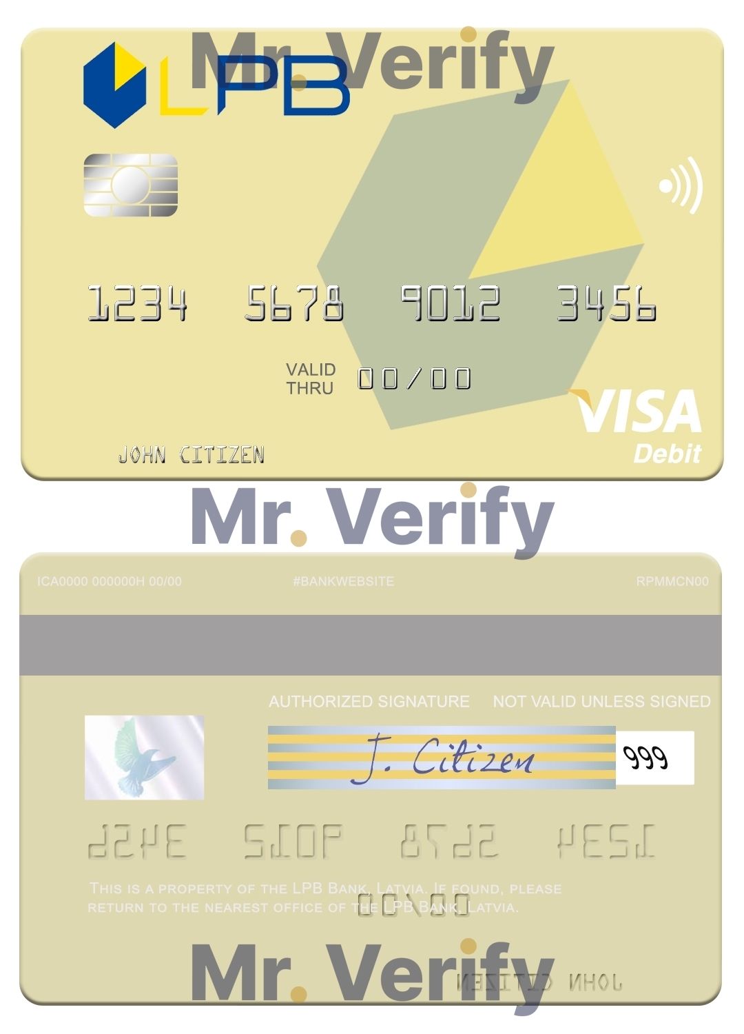 Editable Latvia LPB Bank visa card Templates in PSD Format