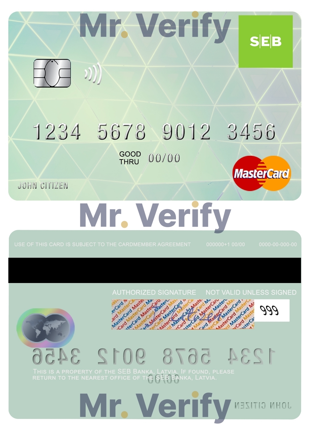 Fillable Latvia SEB Bank mastercard Templates | Layer-Based PSD