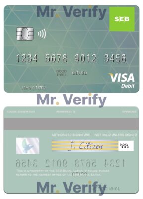 Editable Latvia SEB Bank visa card Templates in PSD Format