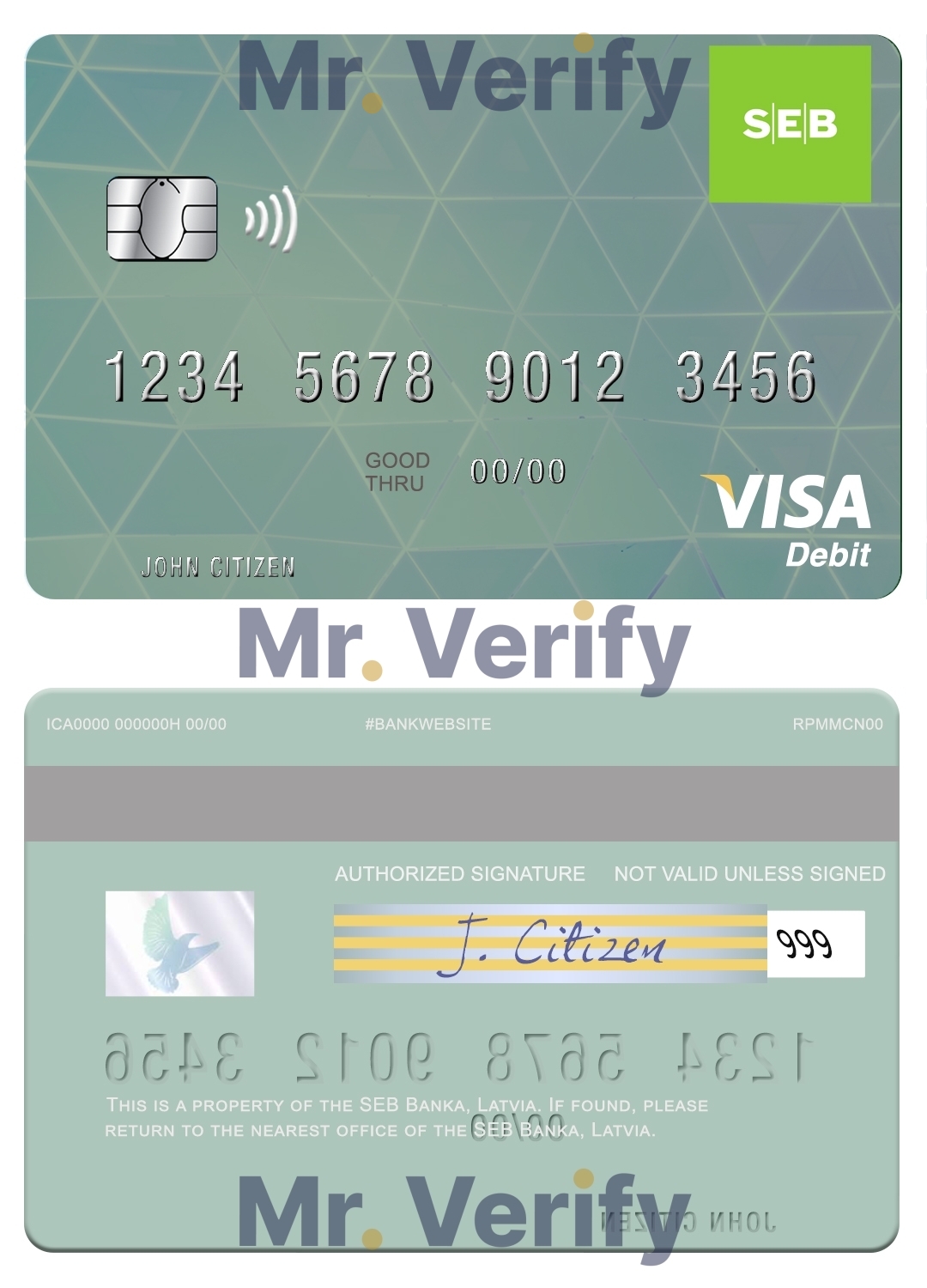 Editable Latvia SEB Bank visa card Templates in PSD Format
