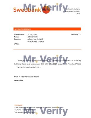 Download Latvia Swedbank Bank Reference Letter Templates Editable Word