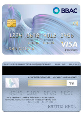 Fillable Lebanon BBAC bank visa platinum card Templates | Layer-Based PSD