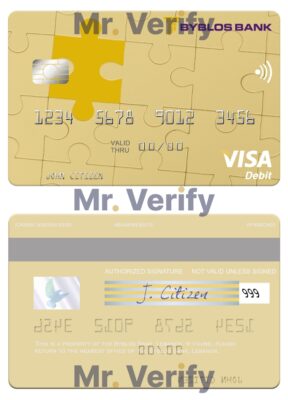 Editable Lebanon Byblos Bank visa card Templates in PSD Format