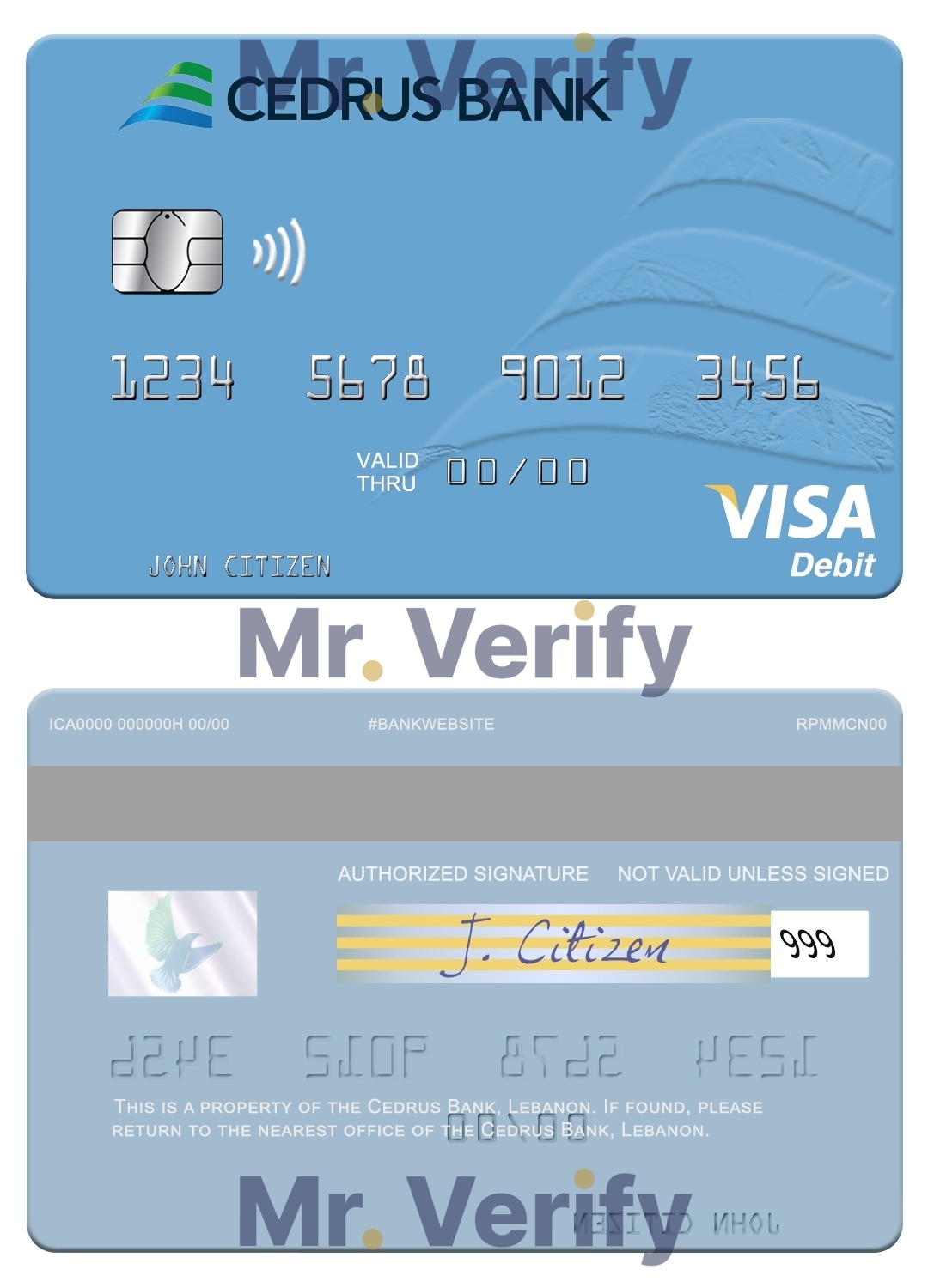 Fillable Lebanon Cedrus Bank visa card Templates | Layer-Based PSD