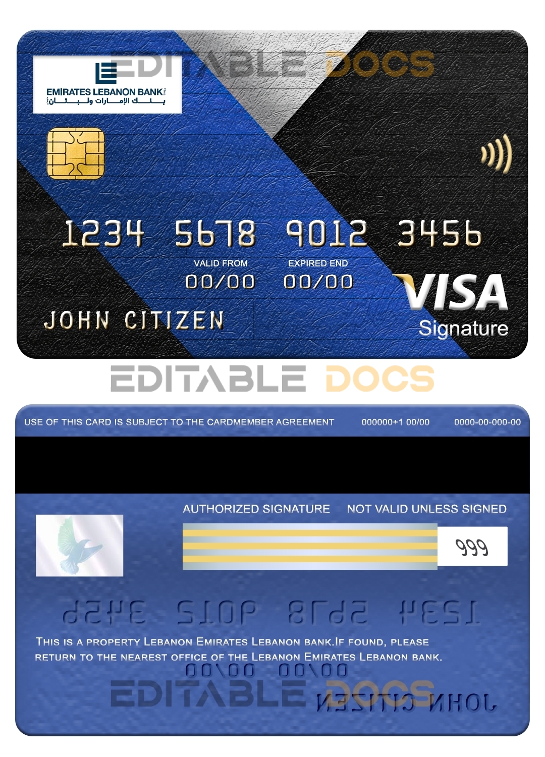 Fillable Lebanon Emirates Lebanon bank visa signature card Templates | Layer-Based PSD