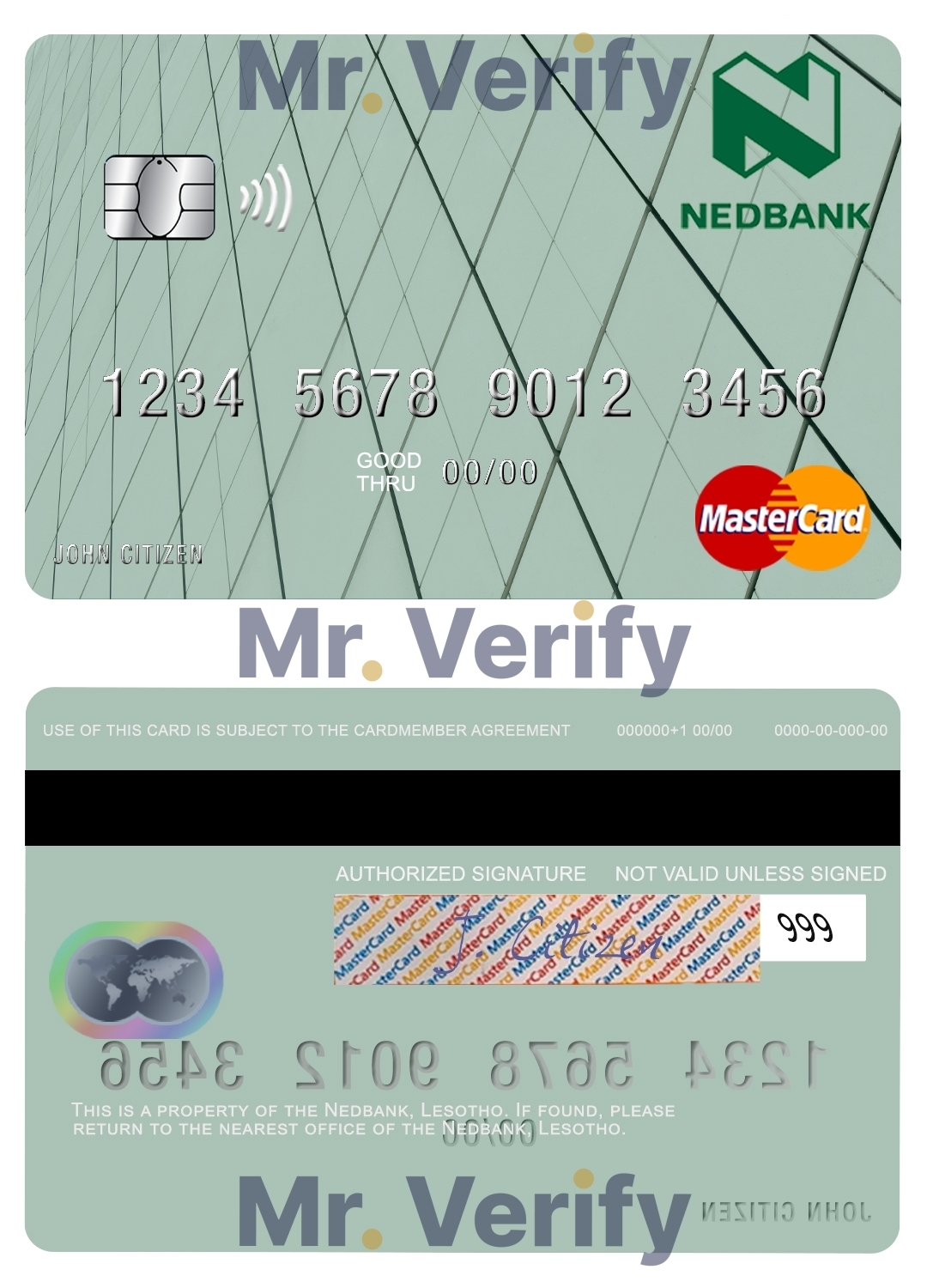 Editable Lesotho Nedbank mastercard Templates in PSD Format