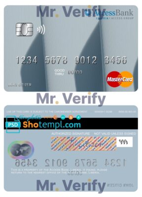 Editable Liberia Access Bank mastercard Templates in PSD Format