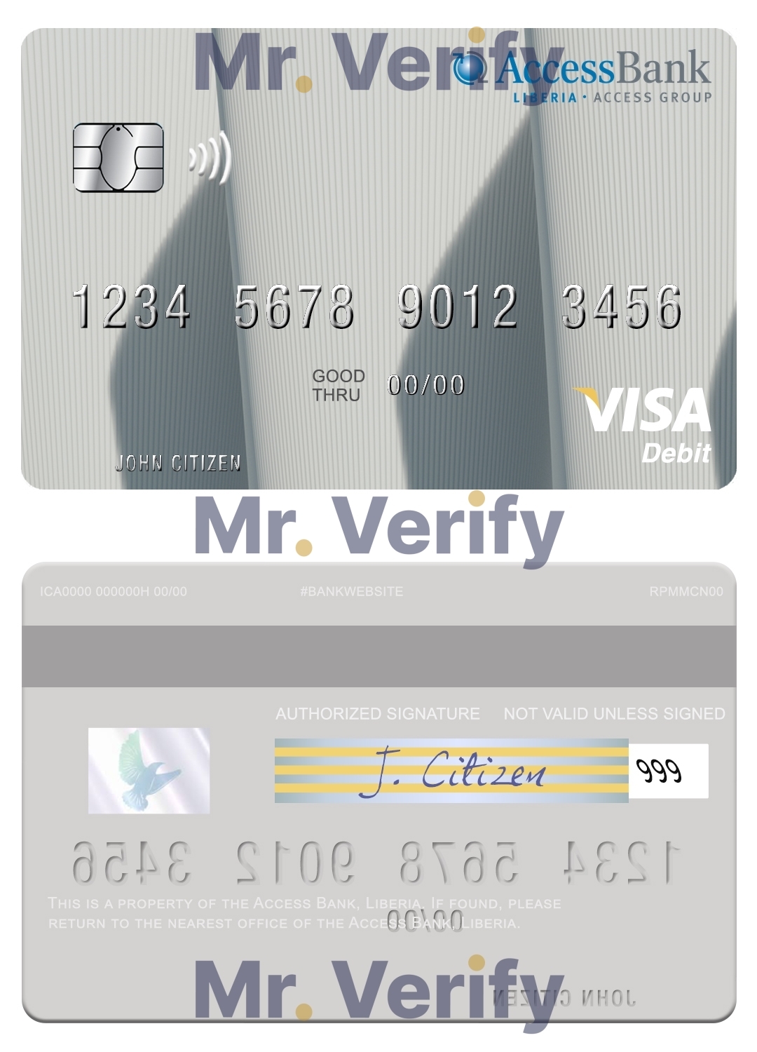 Fillable Liberia Access Bank visa card Templates | Layer-Based PSD