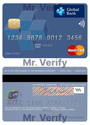 Editable Liberia Global Bank mastercard Templates in PSD Format