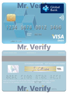 Fillable Liberia Global Bank visa card Templates | Layer-Based PSD