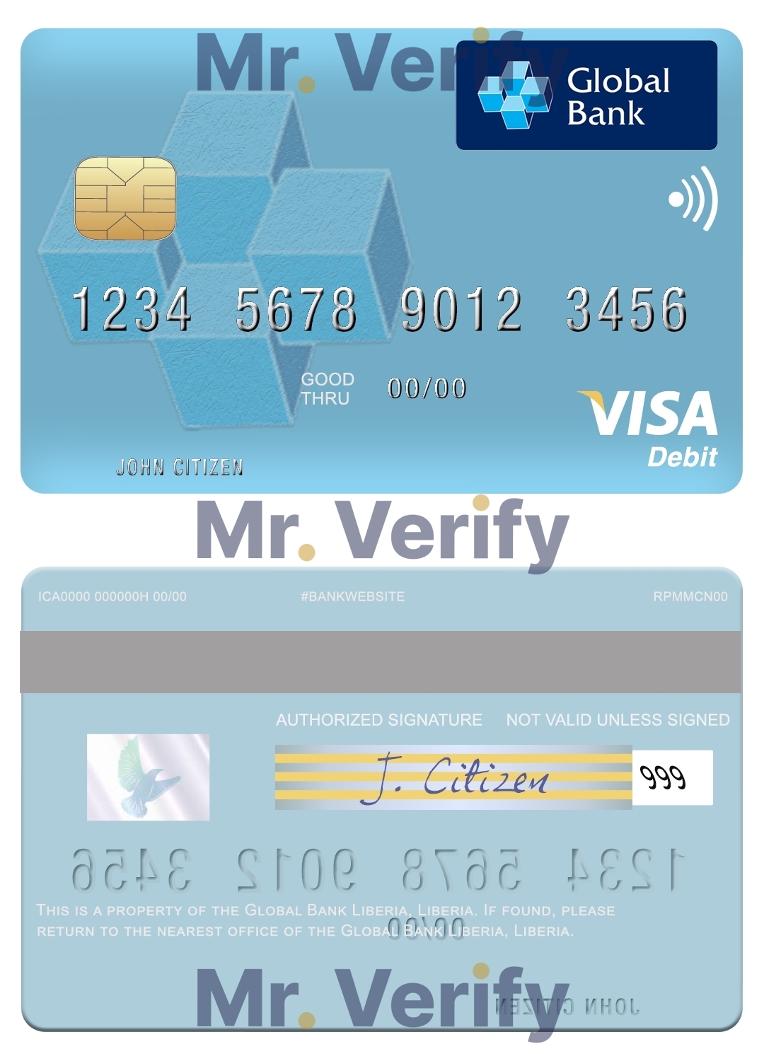 Fillable Liberia Global Bank visa card Templates | Layer-Based PSD