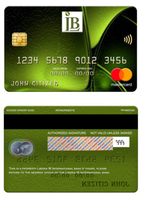 Editable Liberia IB International bank mastercard Templates in PSD Format