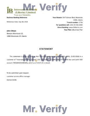 Download Liberia International Bank Reference Letter Templates | Editable Word