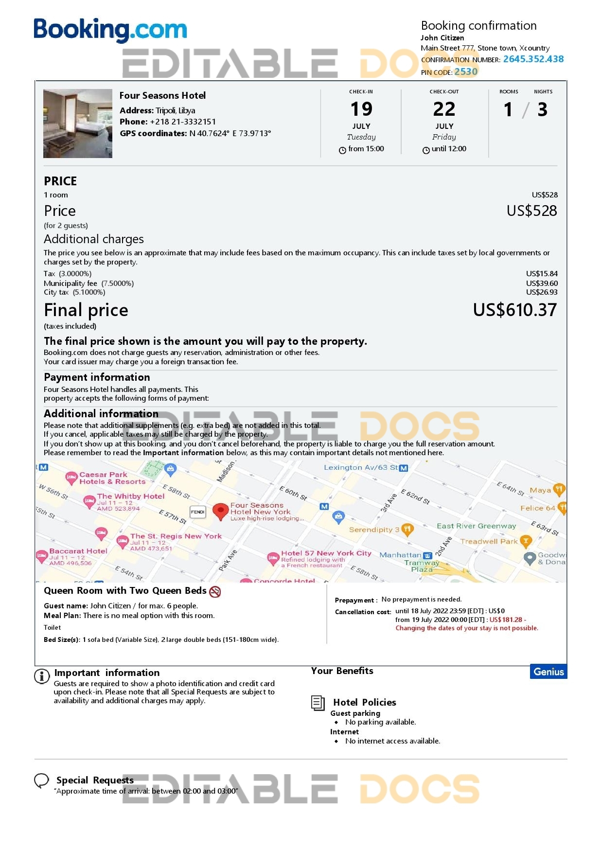 Customizable Libya Airbnb Reservation Template | Word & PDF Formats