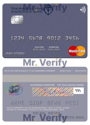 Editable Libya Jumhouria Bank mastercard Templates in PSD Format