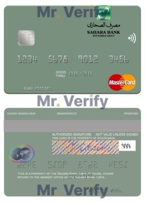 Editable Libya Sahara Bank mastercard Templates in PSD Format