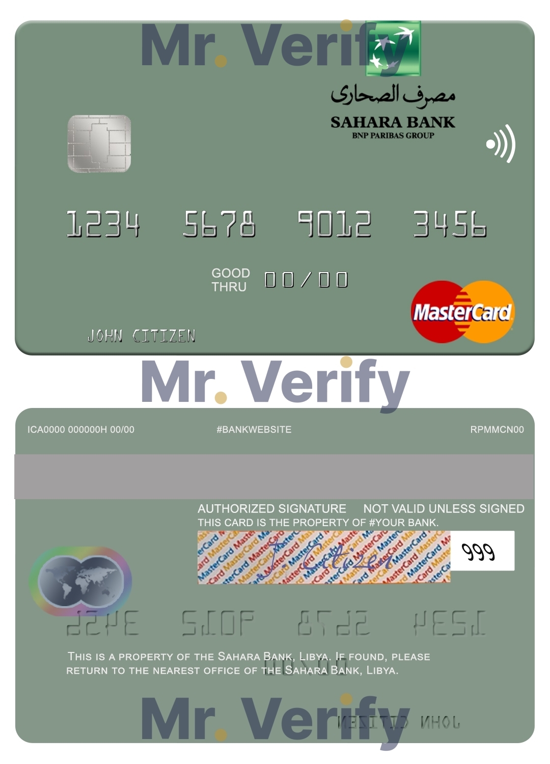 Editable Libya Sahara Bank mastercard Templates in PSD Format