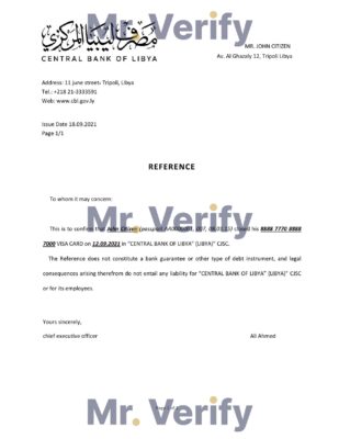 Download Libya Central Bank Reference Letter Templates | Editable Word