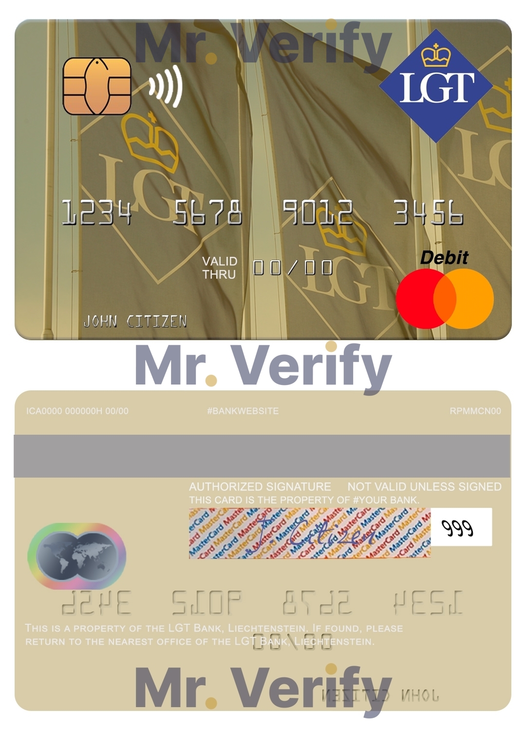 Editable Liechtenstein LGT Bank mastercard Templates in PSD Format