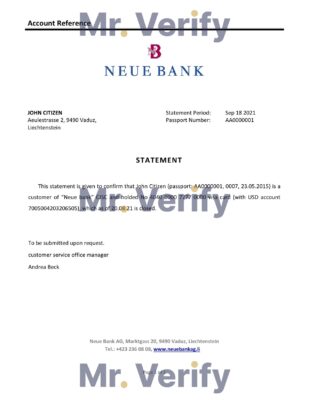 Download Liechtenstein Neue Bank Reference Letter Templates Editable Word
