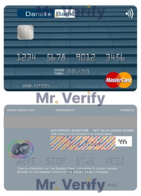 Editable Lithuania Danske Bank mastercard Templates in PSD Format