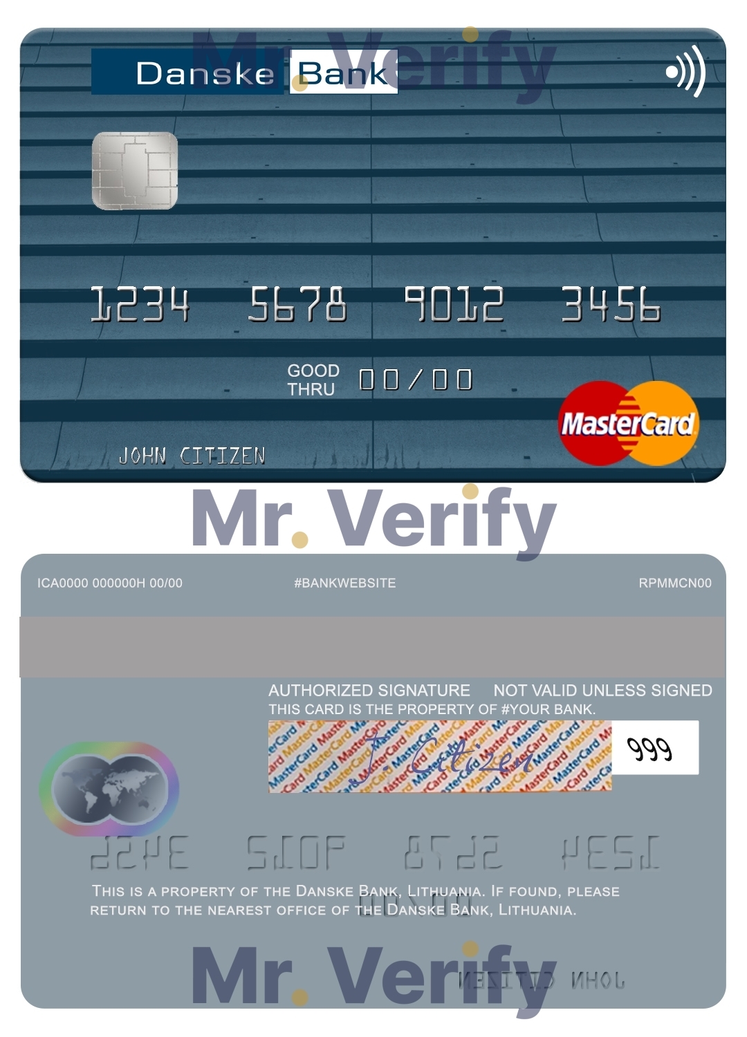 Editable Lithuania Danske Bank mastercard Templates in PSD Format