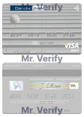 Fillable Lithuania Danske Bank visa card Templates | Layer-Based PSD