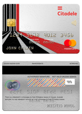 Fillable Lithuania (Litva) Citadele bank mastercard Templates | Layer-Based PSD