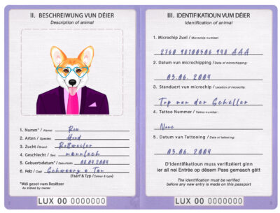 Luxembourg dog Fake PSD Passport | Instant Download
