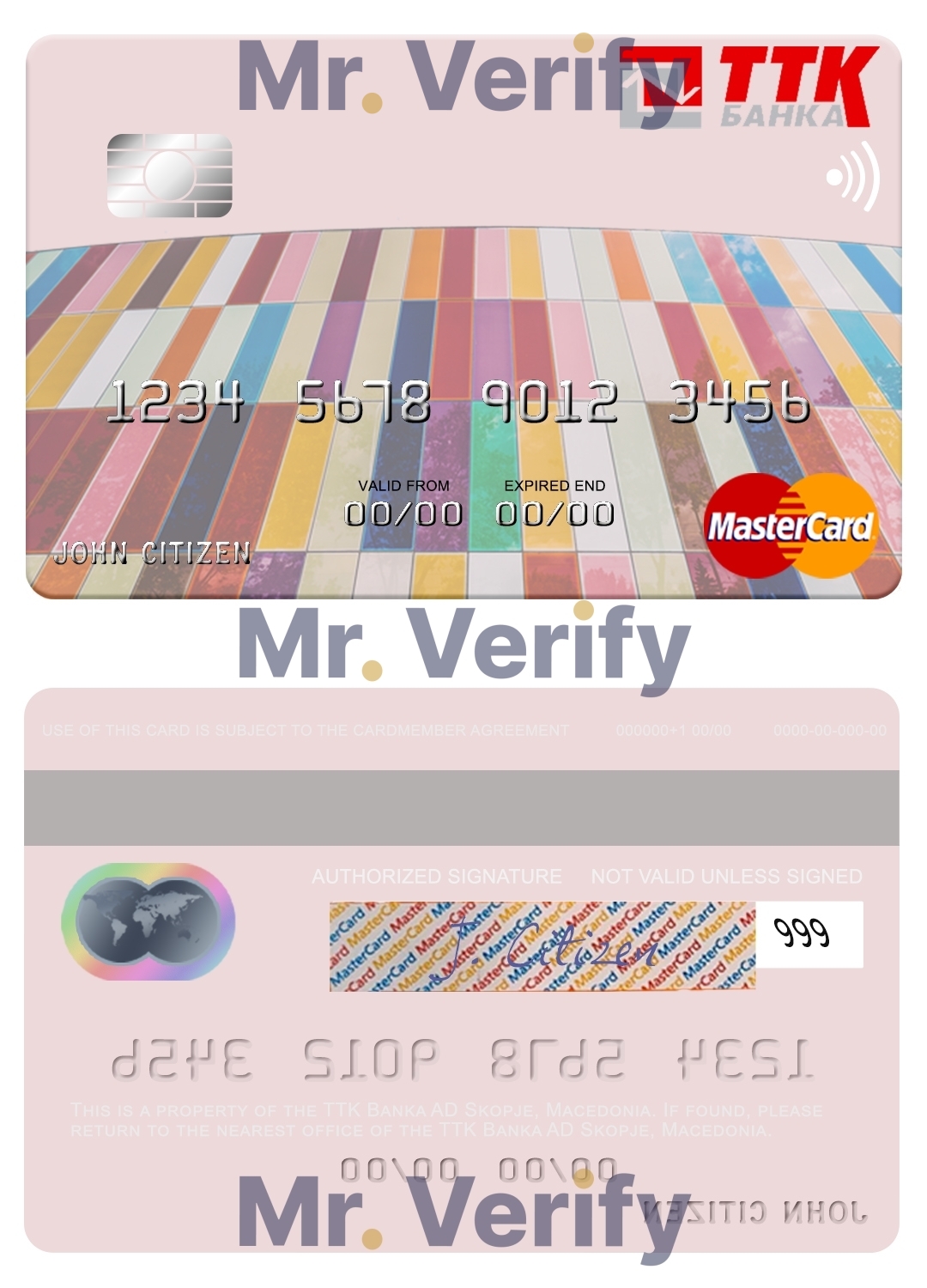 Editable Macedonia TTK Banka AD Skopje mastercard credit card Templates in PSD Format