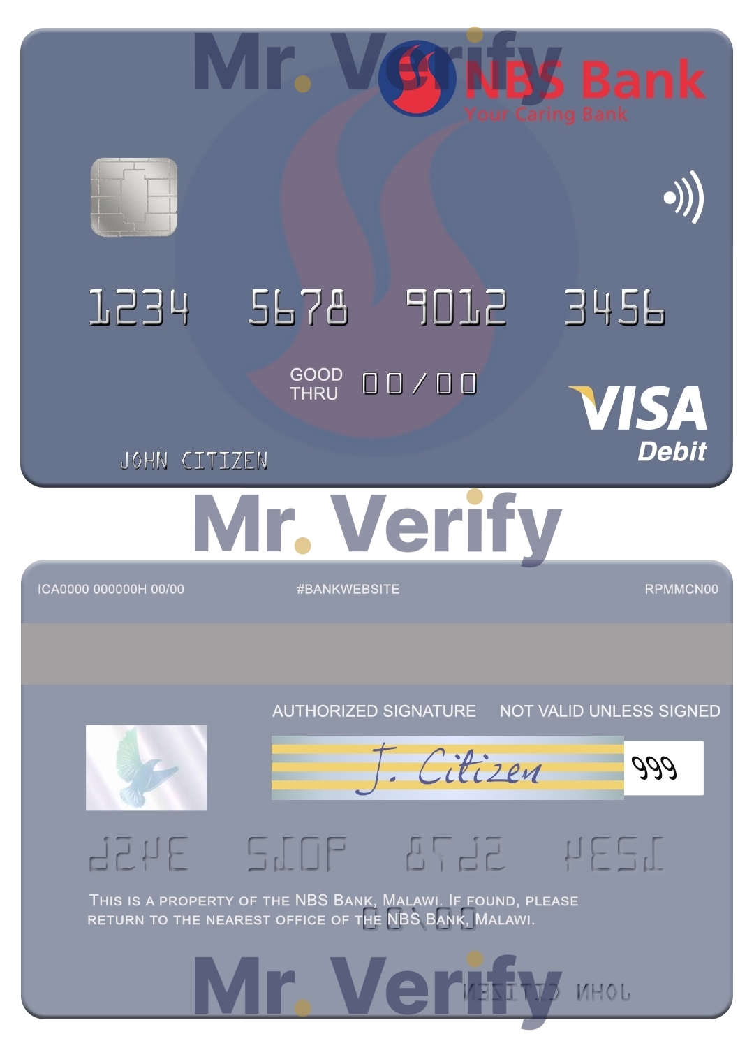 Fillable Malawi NBS Bank visa card Templates | Layer-Based PSD