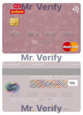 Editable Malaysia AmBank mastercard credit card Templates in PSD Format