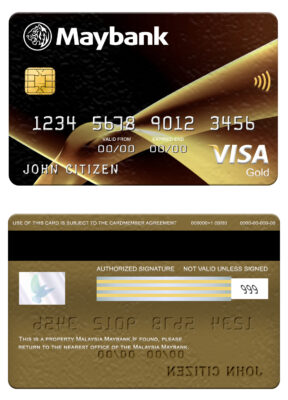 Fillable Malaysia Maybank visa gold card Templates | Layer-Based PSD