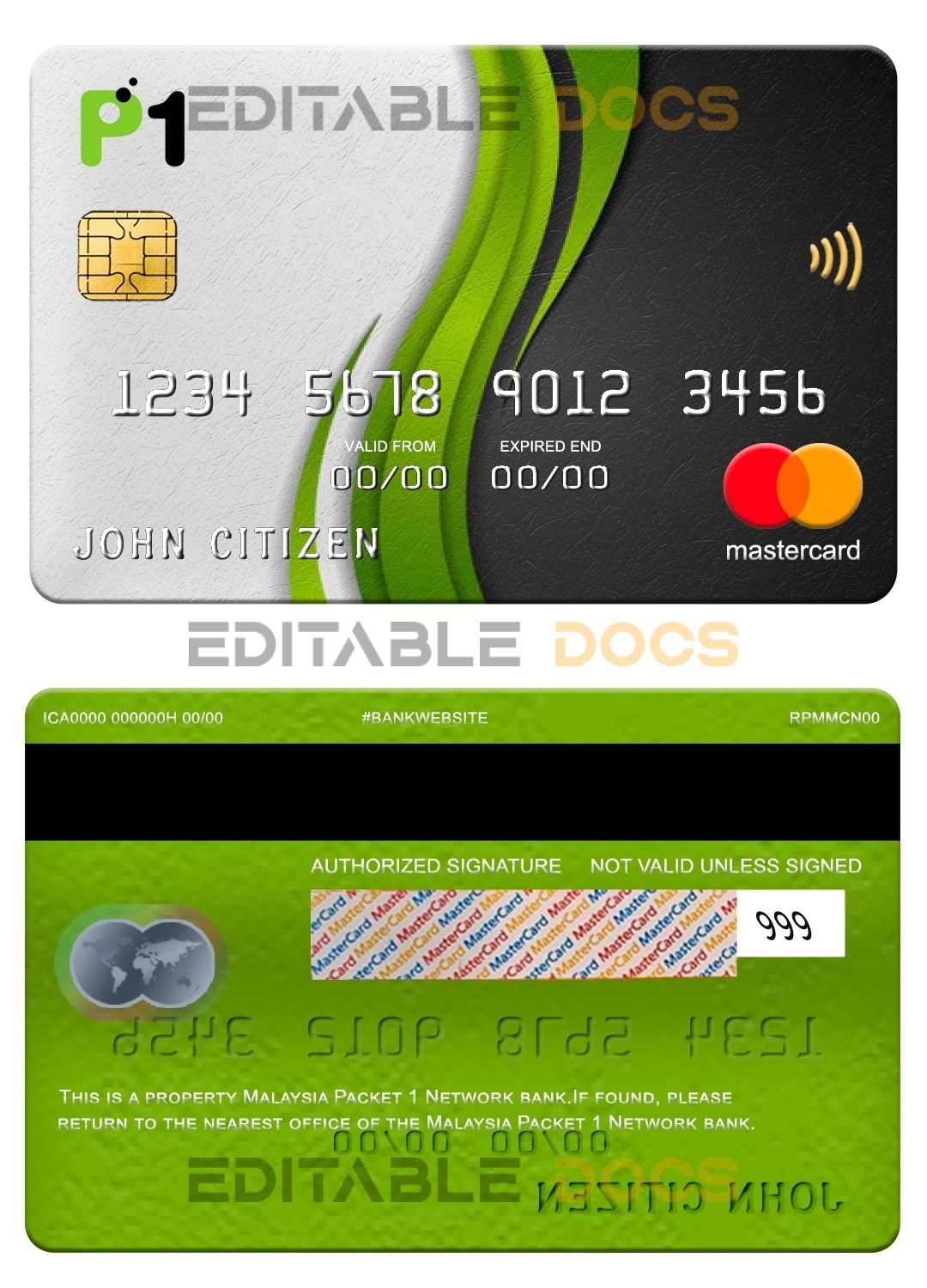Fillable Malaysia Packet 1 Network bank mastercard Templates | Layer-Based PSD