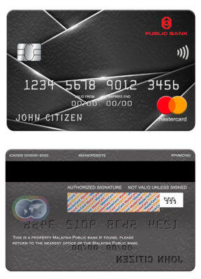 Fillable Malaysia Public bank mastercard Templates | Layer-Based PSD