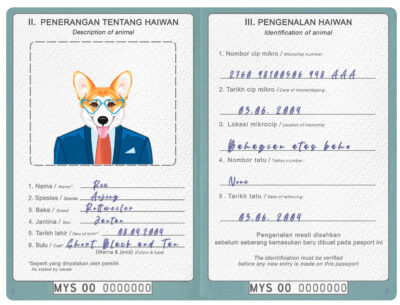 Malaysia dog Fake PSD Passport | Instant Download