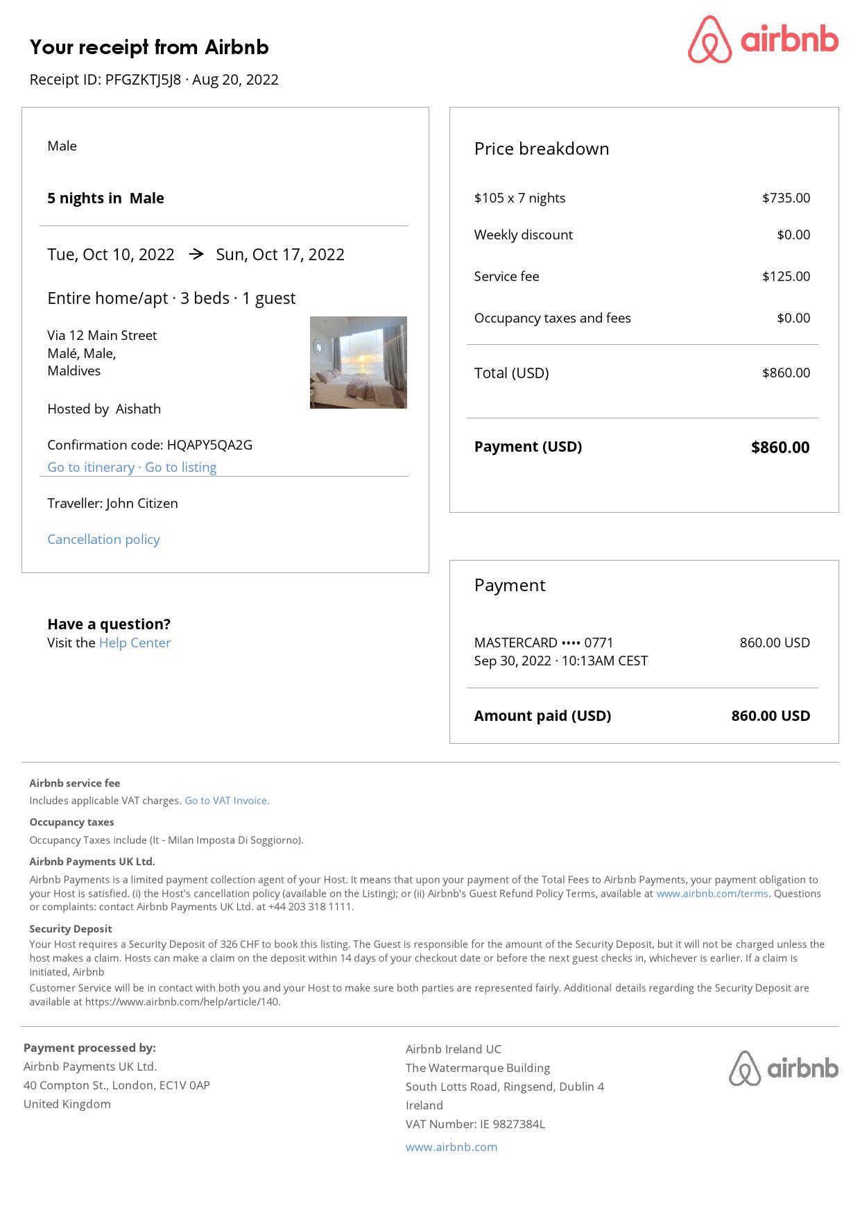 Editable Maldives Hotel Booking Form Template | Fillable PDF