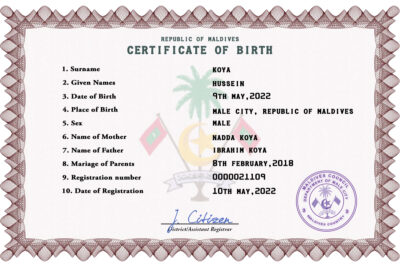 Authentic Maldives Birth Certificate Template | Customize and Download Online