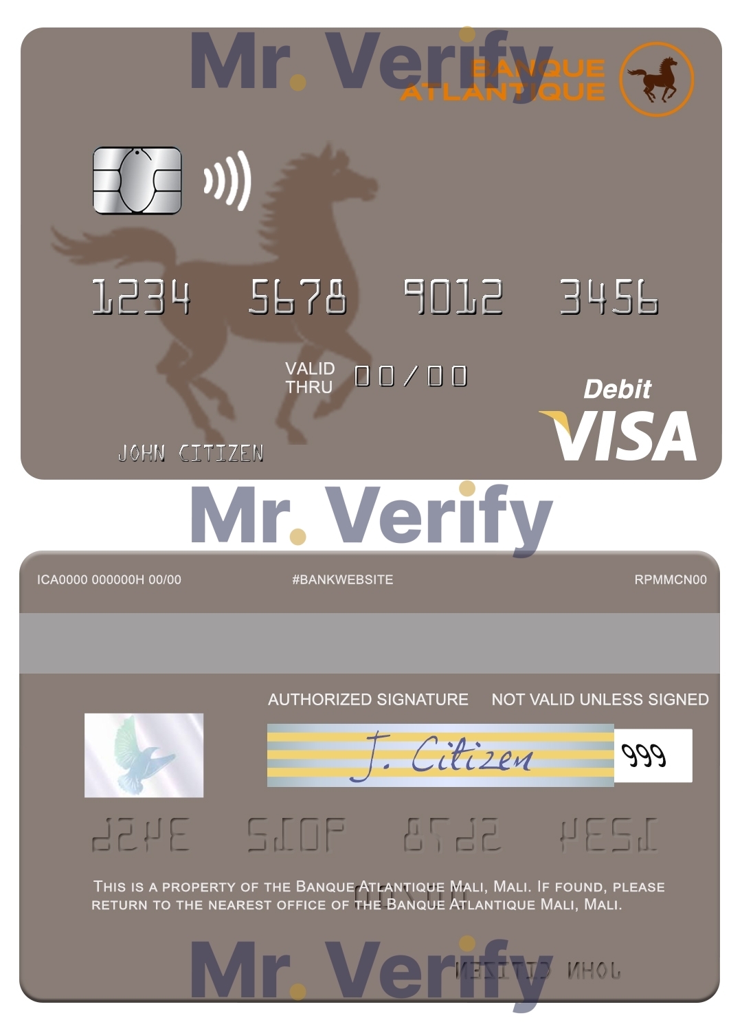 Fillable Mali Banque Atlantique visa credit card Templates | Layer-Based PSD