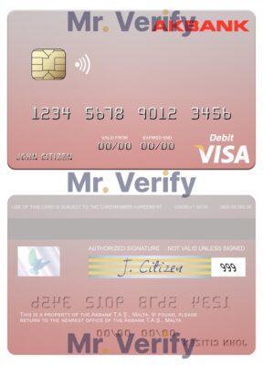 Fillable Malta Akbank T.A.Ş. visa credit card Templates | Layer-Based PSD