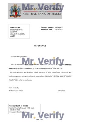 Download Malta Central Bank Reference Letter Templates Editable Word