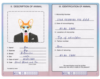 Marshall Islands dog Fake PSD Passport | Instant Download