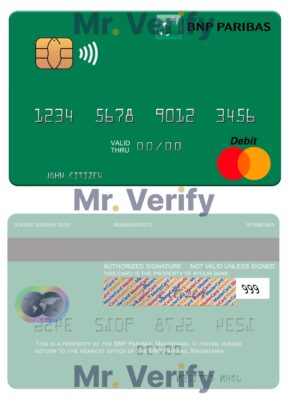 Editable Mauritania BNP Paribas mastercard Templates in PSD Format