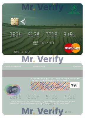 Editable Mauritania Chinguitty Bank mastercard credit card Templates in PSD Format